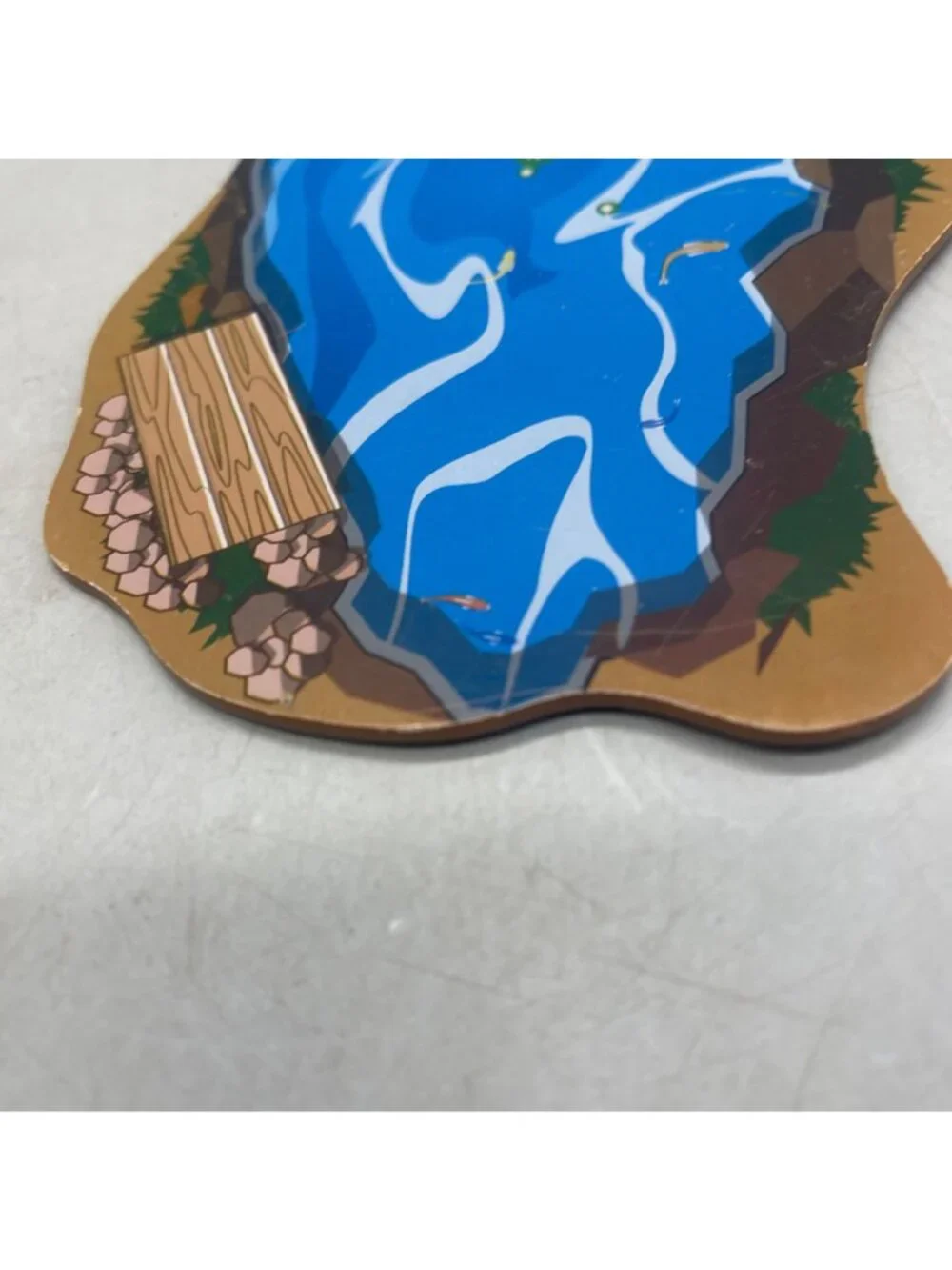 train set accessory Miniature Pond-Shaped Decorative Piece Blue Brown Natural -